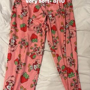 Pink Strawberry Print Pajama Pants